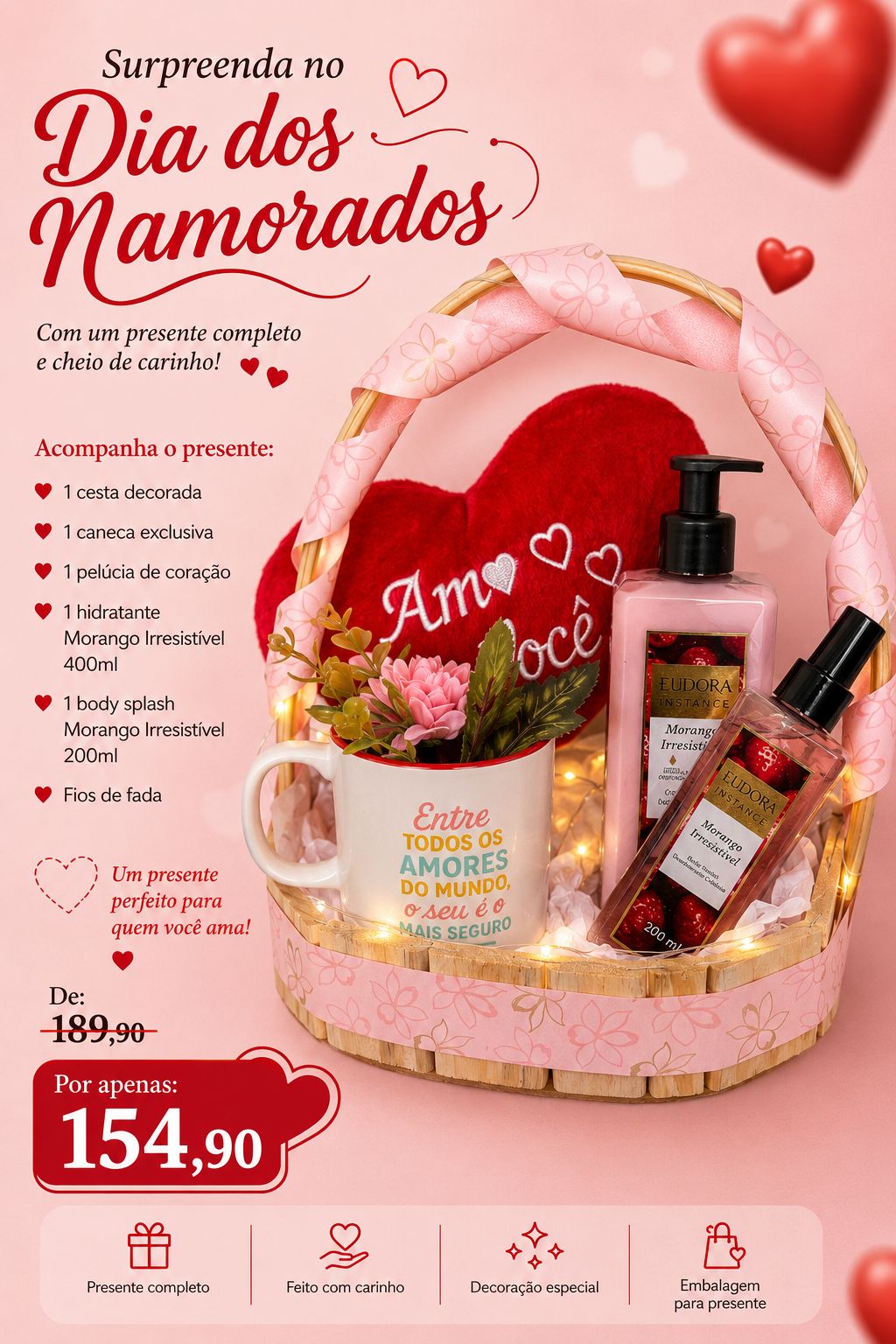 Cesta Morango Irresistível — Eudora