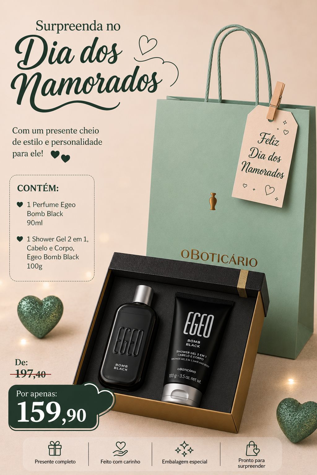 Kit Egeo Bomb Black — O Boticário